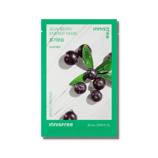 Acai Berry Energy Mask 22ml x 10pcs - Daily Sheet Mask for Instant Hydration & Soothing Relief
