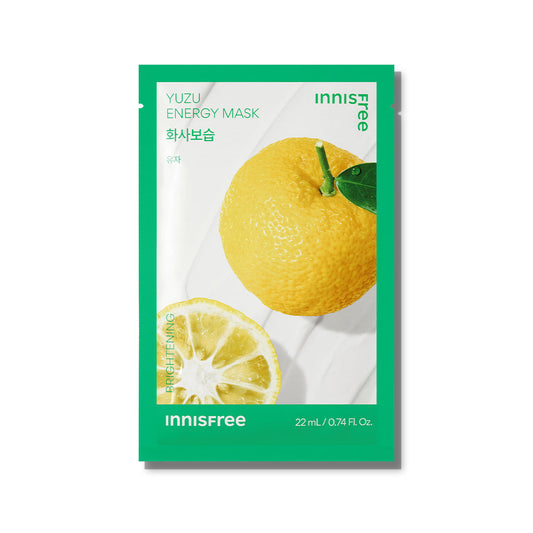 Yuzu Energy Mask 22ml x 10pcs - Daily Sheet Mask for Instant Hydration & Soothing Relief