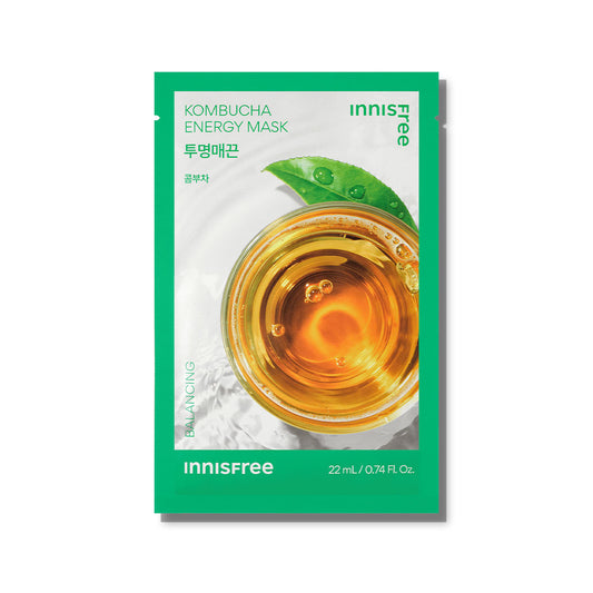 Kombucha Energy Mask 22ml x 10pcs - Daily Sheet Mask for Instant Hydration & Soothing Relief
