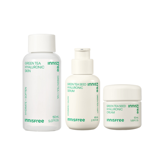 INNISFREE Green Tea Hydrating Trio - Skin, Serum & Cream for Deep Hydration & Moisture