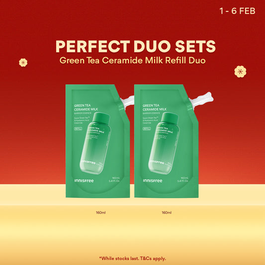Green Tea Ceramide Milk Refill Duo - Milk Essence, Hydration & Barrier Repair