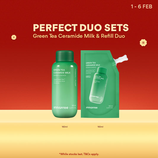 Green Tea Ceramide Milk & Refill Duo - Milk Essence, Hydration & Barrier Repair
