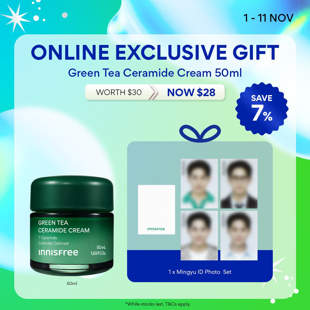 [MINGYU ID PHOTO SET GIFT] Green Tea Ceramide Cream 50ml