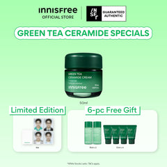 Green Tea Ceramide Cream 50ml + MINGYU ID Photo Set - 7PCS FREE Gift for Deep Hydration, Barrier Repair