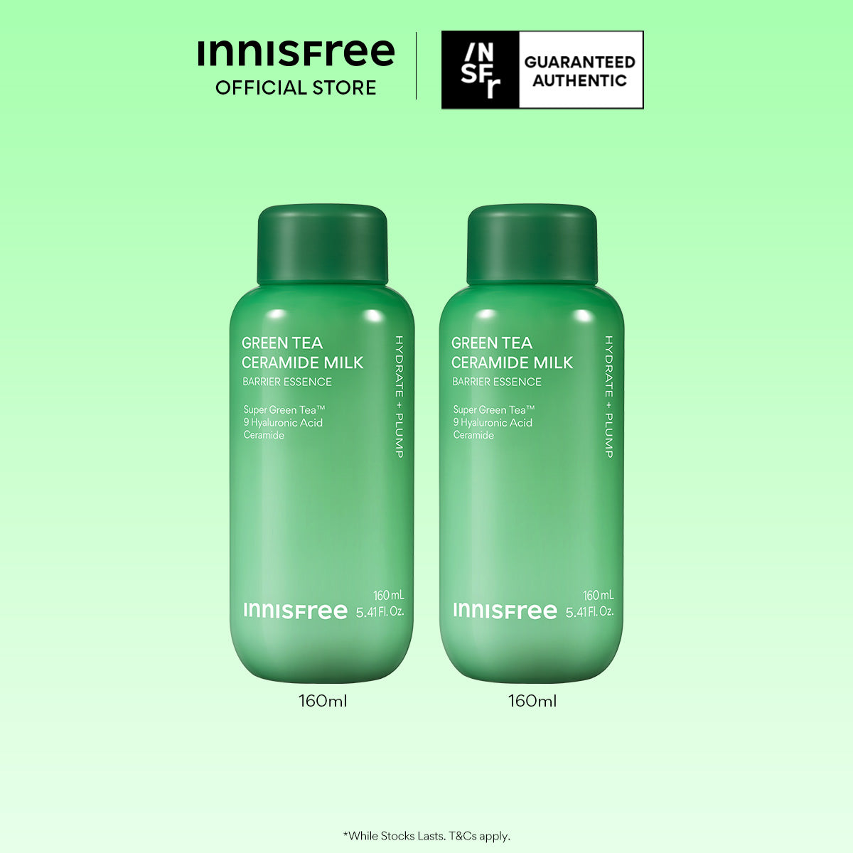 Green Tea Ceramide Milk Duo 160ml - Milk Essence, Hydration & Barrier Repair
