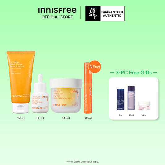 Vitamin C Power Brightening Set - Cleanser, Serum, Cream & NEW Eye Serum for Targeted Dark Spot Care