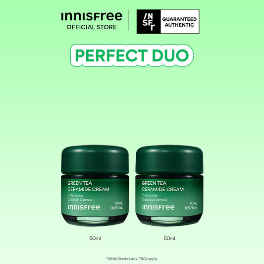 Green Tea Ceramide Cream Duo - Moisturizer, Hydration & Barrier Repair