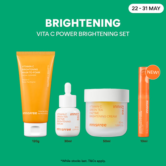 Vitamin C Power Brightening Set - Cleanser, Serum, Cream & NEW Eye Serum for Targeted Dark Spot Care