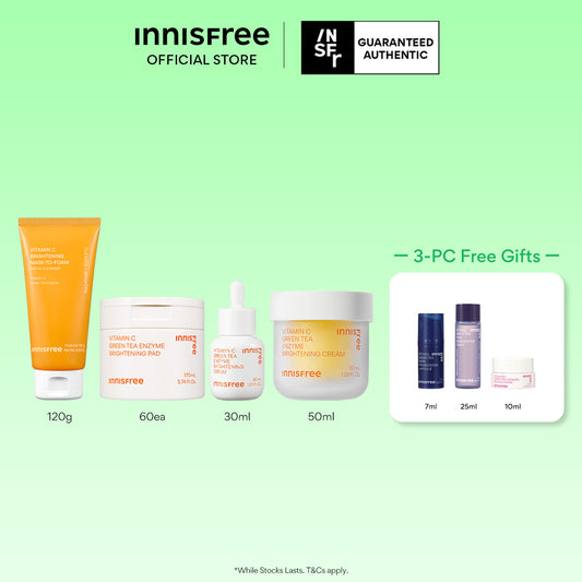 Vitamin C Daily Brightening Set - Cleanser, Toner Pad, Serum & Cream for Dark Spot Care