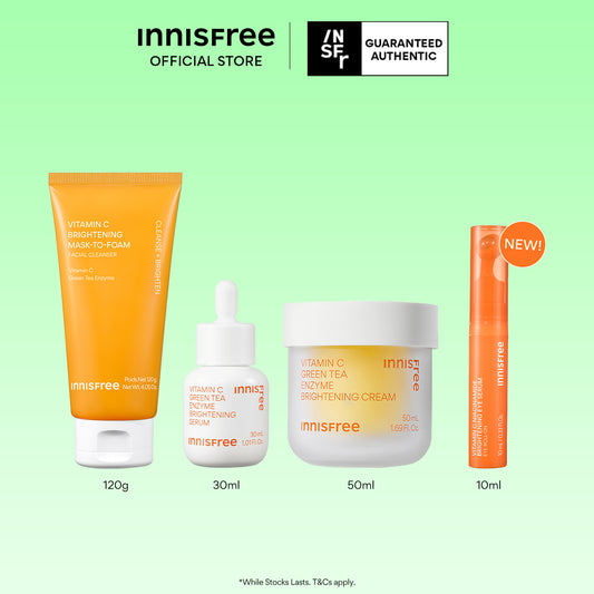 Vitamin C Power Brightening Set - Cleanser, Serum, Cream & NEW Eye Serum for Targeted Dark Spot Care
