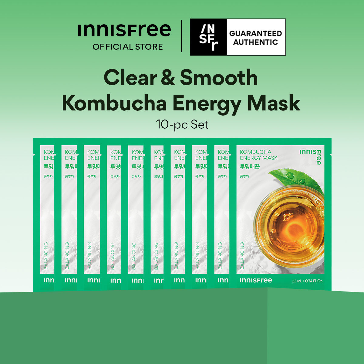 Kombucha Energy Mask 22ml x 10pcs