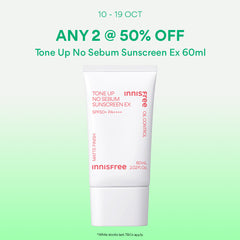 [10-19 Oct: 50% OFF ANY 2] INNISFREE Tone Up No Sebum Sunscreen 60ml - Matte Tinted Sunscreen, Tone Up & Sebum Control