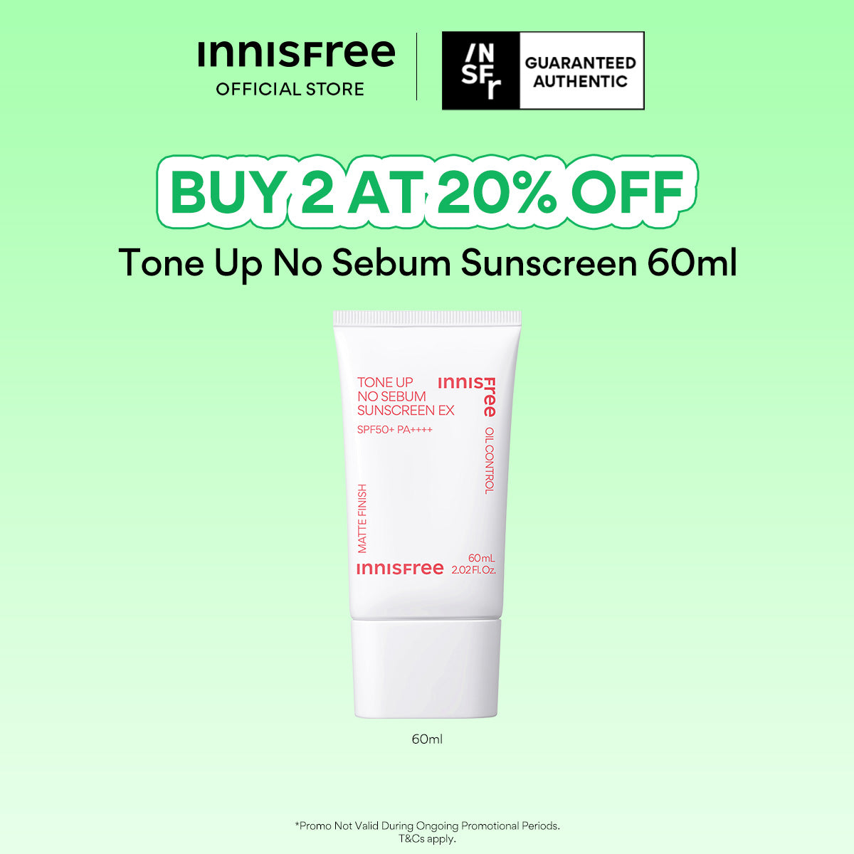 Tone Up No Sebum Sunscreen EX SPF50+ PA++++ 60ml | Tinted sunscreen