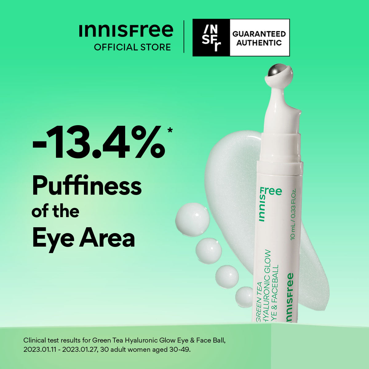 Green Tea Hyaluronic Glow Eye and Face Ball 10ml