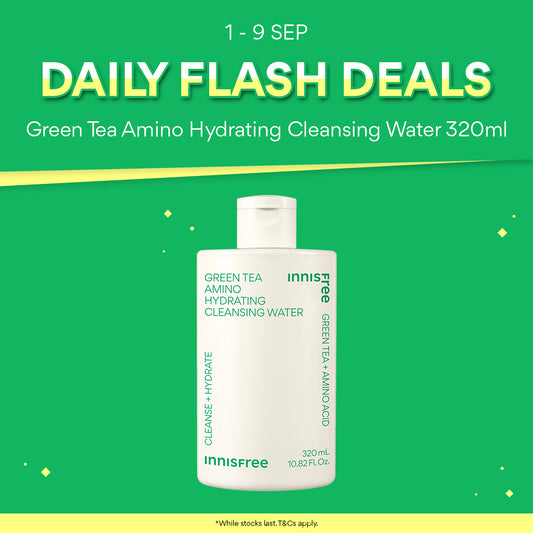 [2 SEP FLASH DEAL] Green Tea Amino Hydrating Cleansing Water 320ml - Hydrating Micellar Water for Daily Cleansing