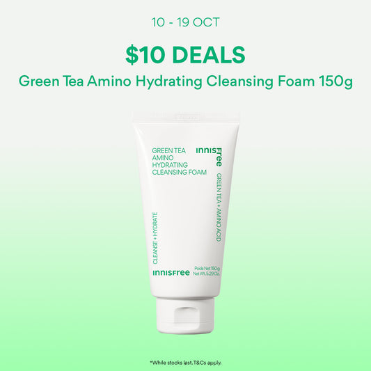 [10-19 Oct: $10 Deal] INNISFREE Green Tea Amino Hydrating Cleansing Foam 150g - Daily Hydrating Facial Cleanser