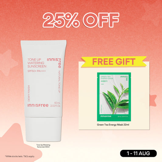 [1-11 AUG: 25% OFF + FREE GIFT] Tone Up Watering Sunscreen SPF50+ PA++++ 60ml | Tinted sunscreen