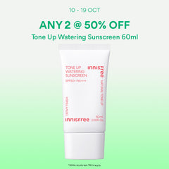 [10-19 Oct: 50% OFF ANY 2] INNISFREE Tone Up Watering Sunscreen 60ml - Dewy Tinted Sunscreen, Tone Up & Hydration