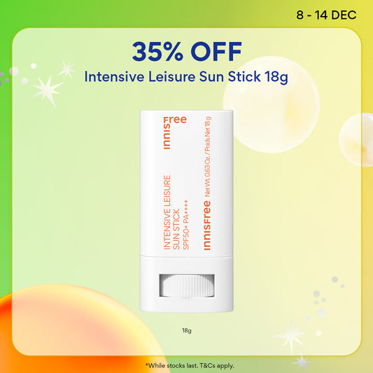 [12.12 Sale: 35% OFF] Intensive Leisure Sun Stick 18g - Water Resistant, Easy Sunscreen Reapplication