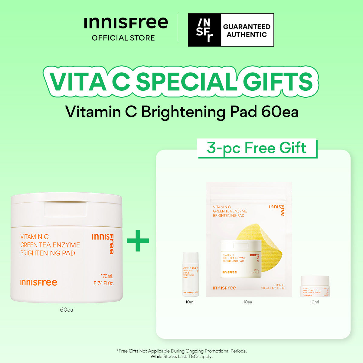 Vitamin C Green Tea Enzyme Brightening Pad 60ea