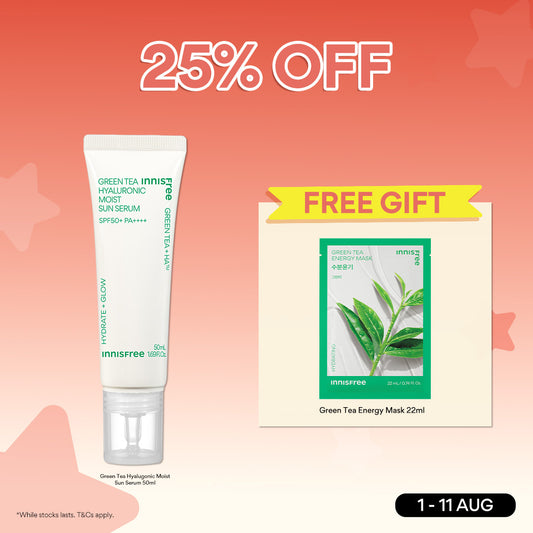 [1-11 AUG: 25% OFF + FREE GIFT] Green Tea Hyaluronic Moist Sun Serum SPF50+ PA++++ 50ml