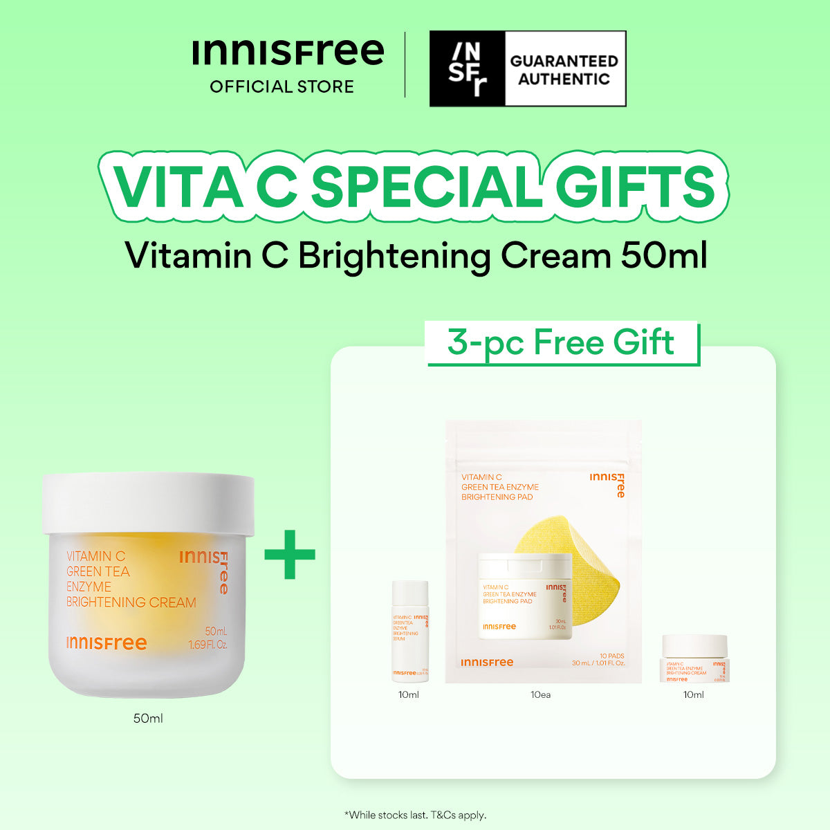 INNISFREE Vitamin C Green Tea Enzyme Brightening Cream 50ml