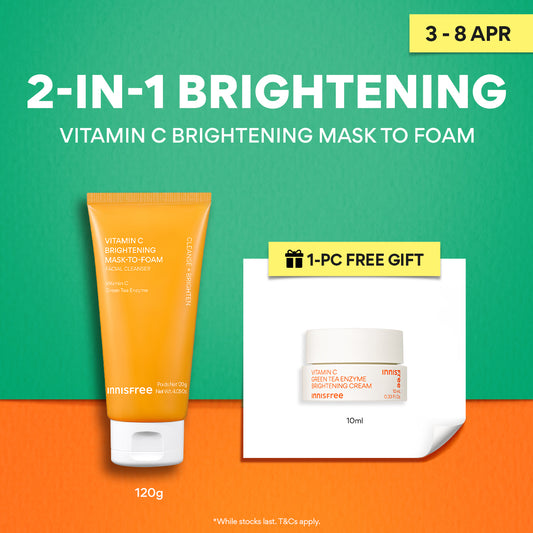 NEW! Vitamin C Brightening Mask to Foam - Cleanser with exfoliating AHA PHA for dead skin, dull skin