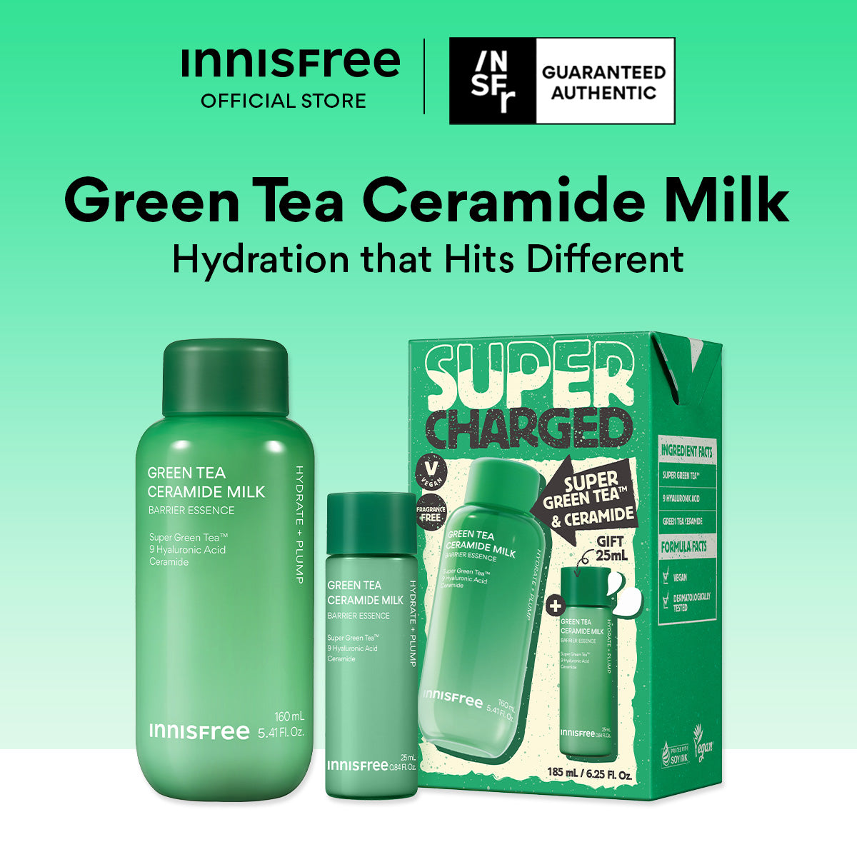 Green Tea Ceramide Milk Set - Limited Edition, Toner for Hydration & Barrier Repair