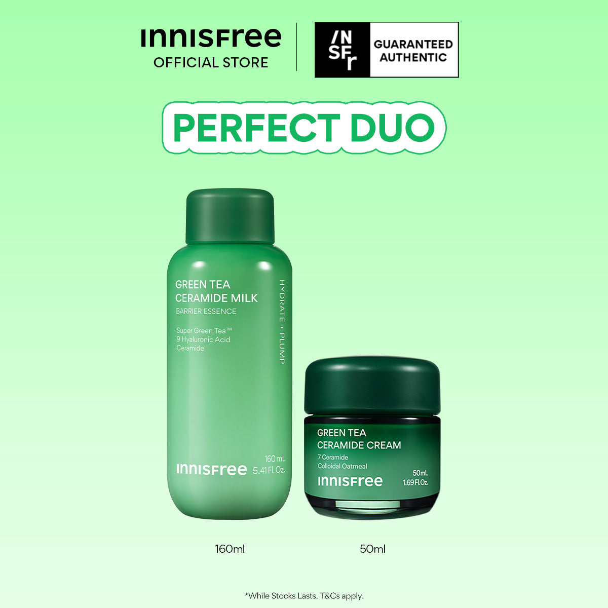 Green Tea Ceramide Milk & Cream Duo - Deep Hydration & Barrier Repair