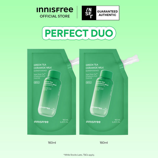 Green Tea Ceramide Milk Refill Duo - Milk Essence, Hydration & Barrier Repair
