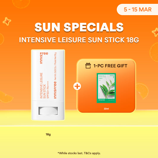 Intensive Leisure Sun Stick 18g - Water Resistant, Easy Sunscreen Reapplication