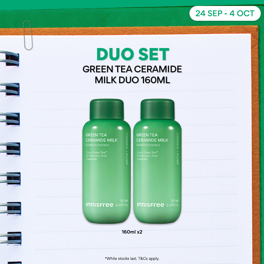 Green Tea Ceramide Milk Duo 160ml - Milk Essence, Hydration & Barrier Repair
