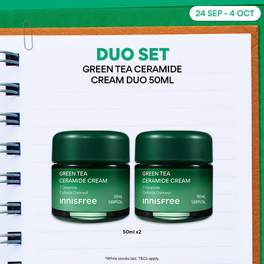 Green Tea Ceramide Cream Duo 50ml - Moisturizer, Hydration & Barrier Repair