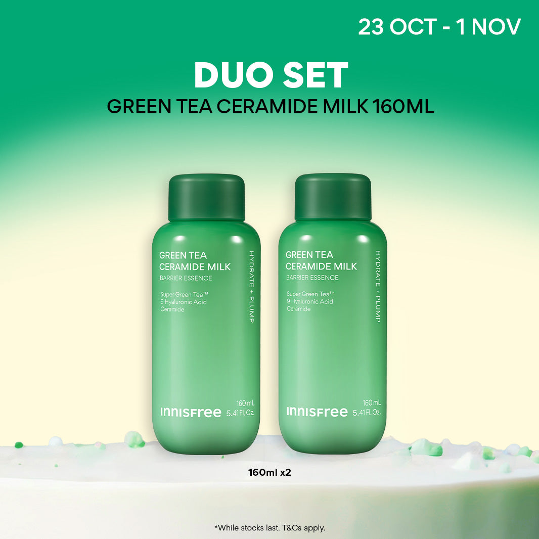 Green Tea Ceramide Milk Duo 160ml - Milk Essence, Hydration & Barrier Repair