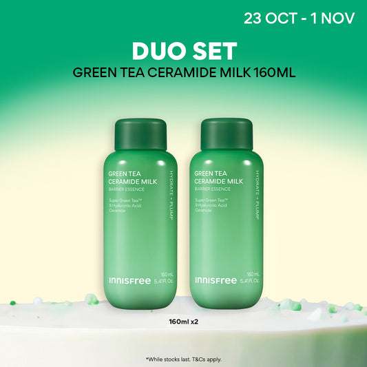 Green Tea Ceramide Milk Duo 160ml - Milk Essence, Hydration & Barrier Repair