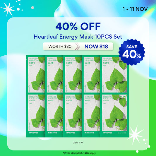 [11.11 Sale: 40% OFF] Heartleaf Energy Mask 22ml x 10pcs