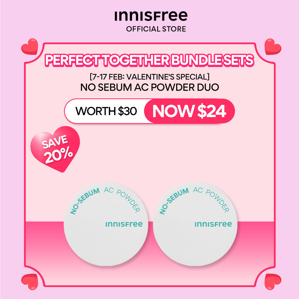 [VALENTINE'S SPECIAL] No-Sebum AC Powder 5g Duo