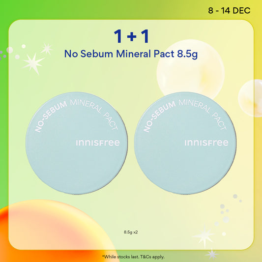 [12.12 Sale: 1+1] INNISFREE No Sebum Mineral Pact 8.5g - Makeup Setting Compact Powder, Oil Control