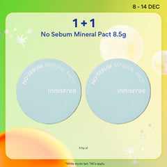 [12.12 Sale: 1+1] INNISFREE No Sebum Mineral Pact 8.5g - Makeup Setting Compact Powder, Oil Control