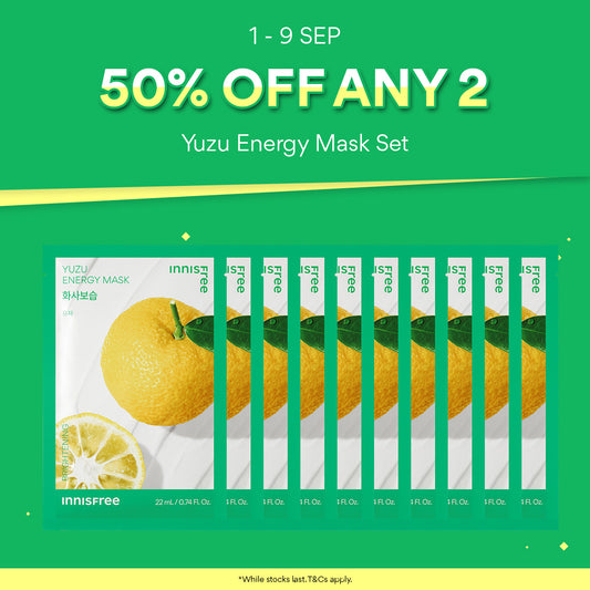 [50% OFF ANY 2] Yuzu Energy Mask 22ml x 10pcs - Daily Sheet Mask for Instant Hydration & Soothing Relief