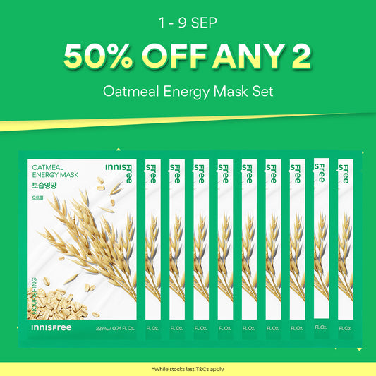 [50% OFF ANY 2] Oatmeal Energy Mask 22ml x 10pcs - Daily Sheet Mask for Instant Hydration & Soothing Relief