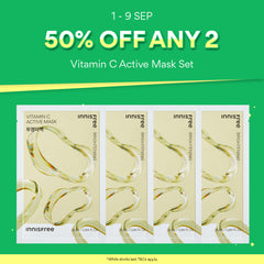 [50% OFF ANY 2] Vitamin C Active Mask Set x 4 Sheets - Daily Sheet Mask for Targeted Care of Dry & Dull Skin, Elasticity