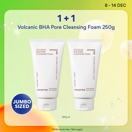 [12.12 Sale: 1+1] INNISFREE Volcanic BHA Pore Cleansing Foam 250g - Deep Facial Cleanser for Sensitive & Oily Skin
