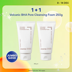 [12.12 Sale: 1+1] INNISFREE Volcanic BHA Pore Cleansing Foam 250g - Deep Facial Cleanser for Sensitive & Oily Skin