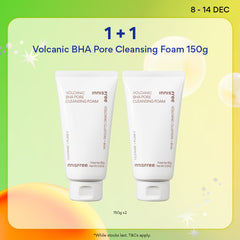 [12.12 Sale: 1+1] INNISFREE Volcanic BHA Pore Cleansing Foam 150g - Deep Facial Cleanser for Sensitive & Oily Skin