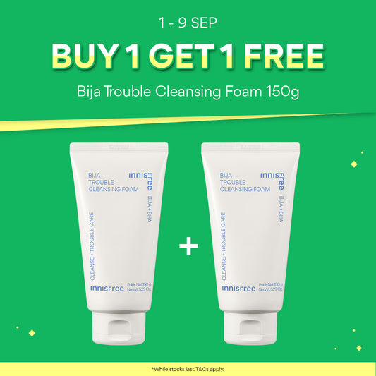 [1+1] INNISFREE Bija Trouble Cleansing Foam 150g  - Daily Pore Cleanser for Sensitive & Oily Skin