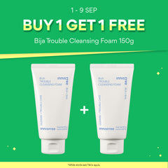 [1+1] INNISFREE Bija Trouble Cleansing Foam 150g  - Daily Pore Cleanser for Sensitive & Oily Skin