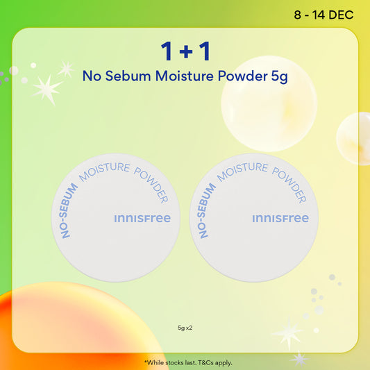 [12.12 Sale: 1+1] INNISFREE No Sebum Moisture Powder 5g - Makeup Setting Loose Powder, Oil Control for Dry Skin