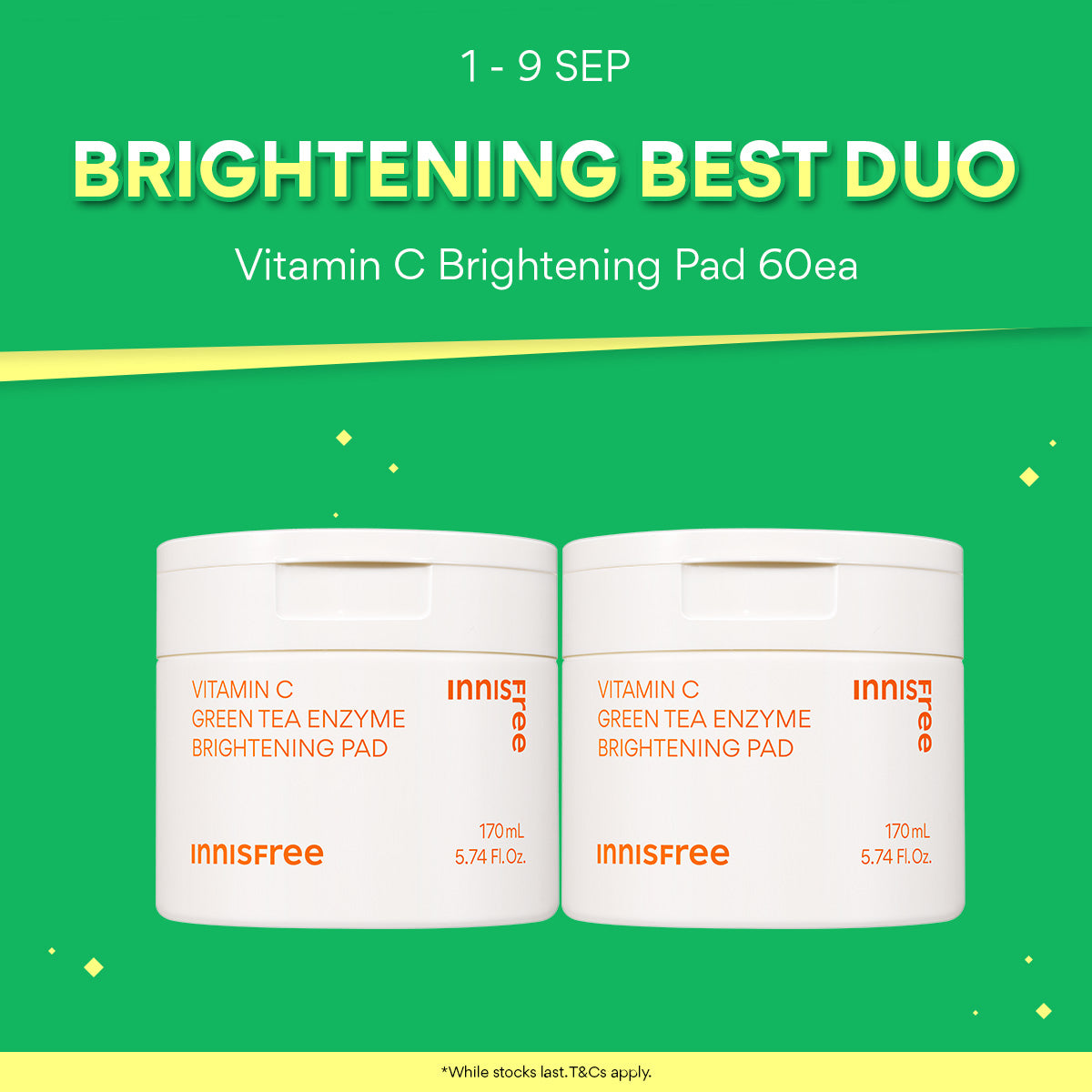 [Best Duo] INNISFREE Vitamin C Brightening Pad 60ea + 60ea - Toner Pad for Brightening & Exfoliating Care