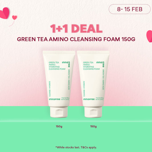 [1+1] INNISFREE Green Tea Amino Hydrating Cleansing Foam 150g - Hydrating Facial Cleanser